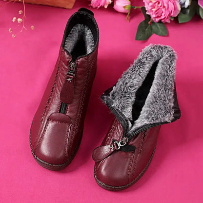 Ručně vyrobené italské kožené protiskluzové fleecové podšívky, teplé a pohodlné dámské kotníkové boty