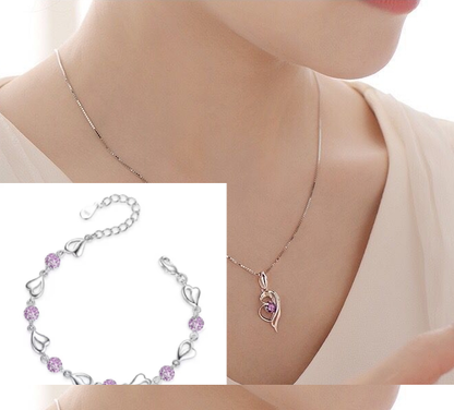 🎁🌊Dárková sada Srdce oceánu (náhrdelník + náramek se srdíčkem)