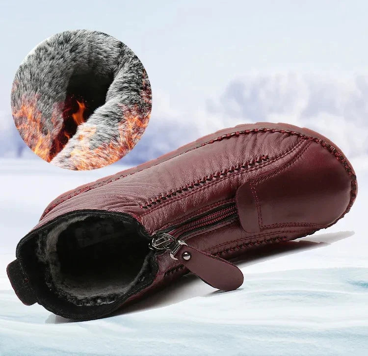 Ručně vyrobené italské kožené protiskluzové fleecové podšívky, teplé a pohodlné dámské kotníkové boty