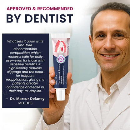 Termoplastické lepidlo na zubné protézy AdhereDent s dlhotrvajúcou fixáciou zubnej protézy