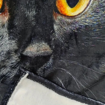 🔥 🔥🐾Flanelová deka s roztomilým potiskem černé kočky