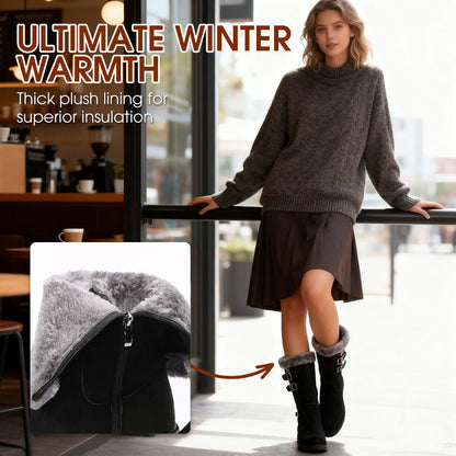 Teplé dámské sněhule střední výšky s plyšovou podšívkou