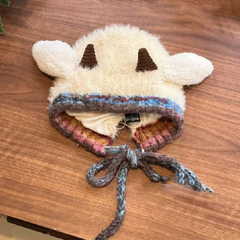 🧢Nadýchaná čepice ve tvaru beránka s rozkošnými ušima 🧣