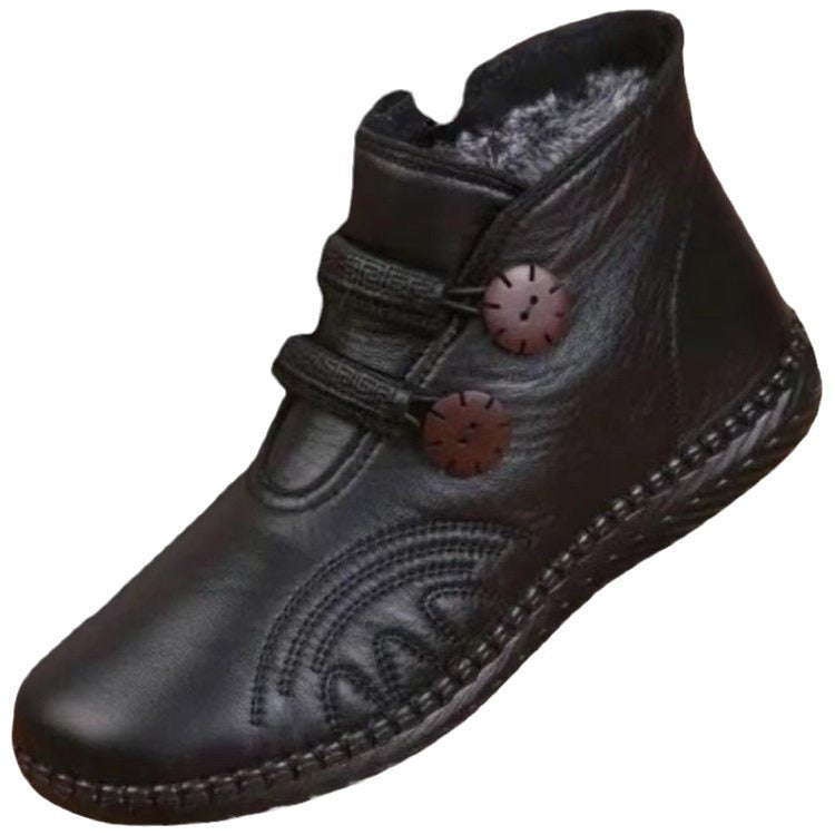 🔥 🔥Dámské kožené, bavlněné, protiskluzové, ručně vyrobené boty na podzim a zimu👢