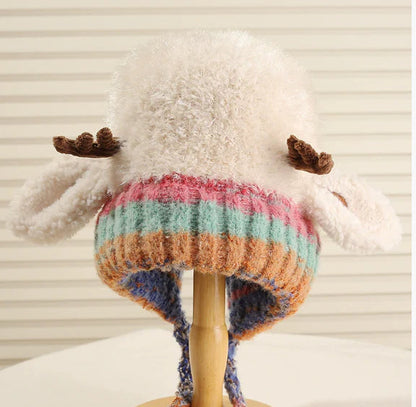 🧢Nadýchaná čepice ve tvaru beránka s rozkošnými ušima 🧣