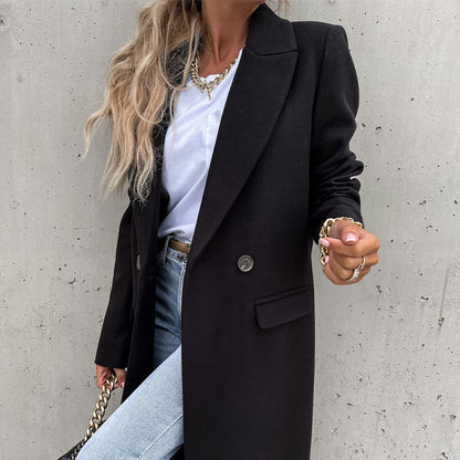 🧥Dámský dlouhý vlněný kabát na zimu