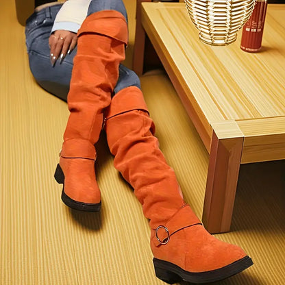 🔥Poslední výprodej - Dámské vintage semišové jezdecké boty s manžetou