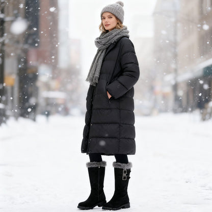 Teplé dámské sněhule střední výšky s plyšovou podšívkou