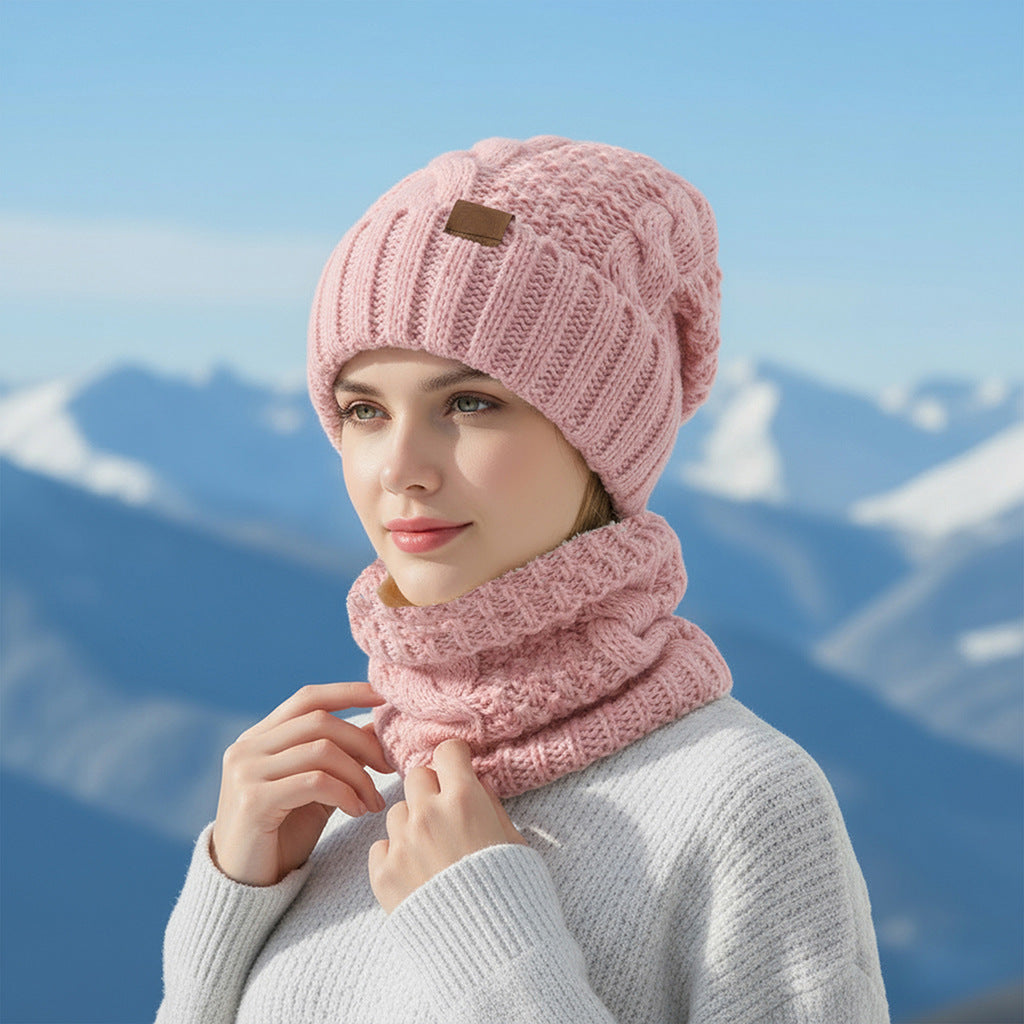 🧢Zimní dámská teplá pletená čepice s klapkou na uši a vlnou🧣