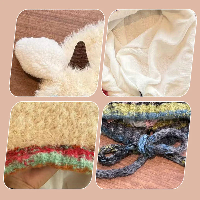 🧢Nadýchaná čepice ve tvaru beránka s rozkošnými ušima 🧣