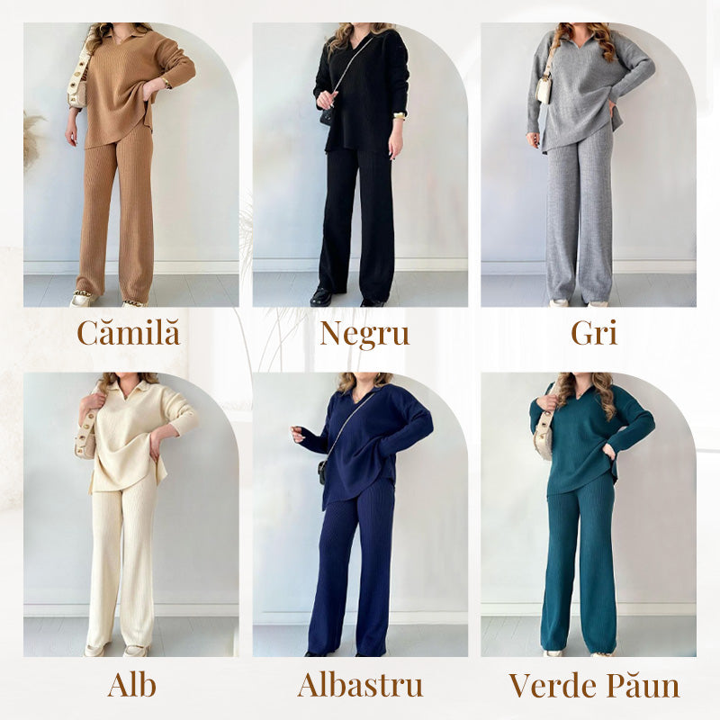 💖Dvoudílný pletený oblek s výstřihem do V