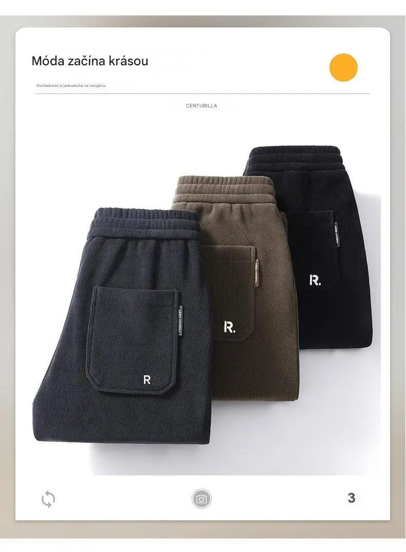 🍂🔥【50% SLEVA】🔥【M-5XL】🖤Nové zimní kalhoty pro muže, plus samet a hrubý manšestr, teplé a ležérní pánské kalhoty