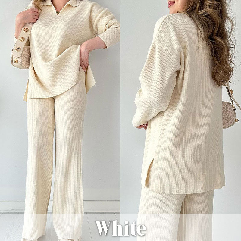 💖Dvoudílný pletený oblek s výstřihem do V