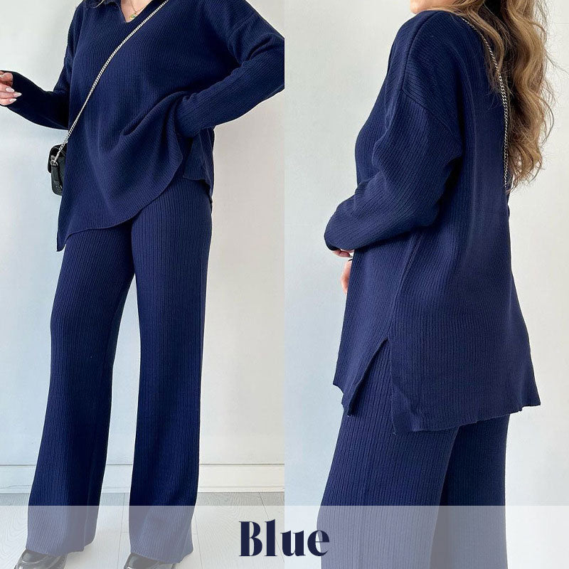 💖Dvoudílný pletený oblek s výstřihem do V