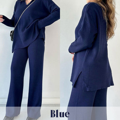 💖Dvoudílný pletený oblek s výstřihem do V